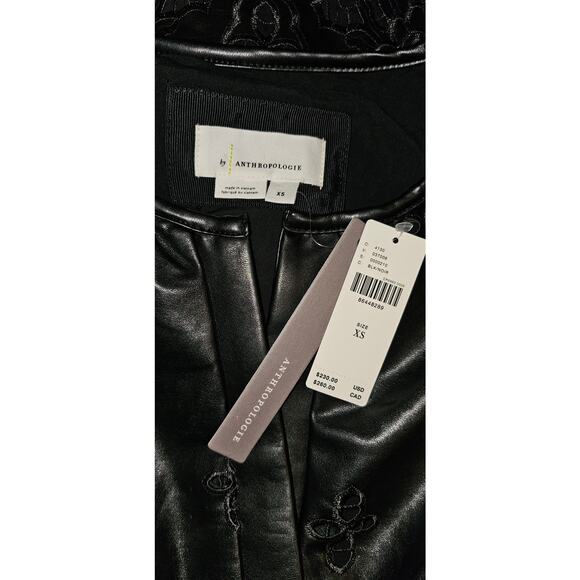 NWT Anthropologie The Somerset Maxi Dress: Faux Leather Embroidered BLACK XS - Picture 8 of 8